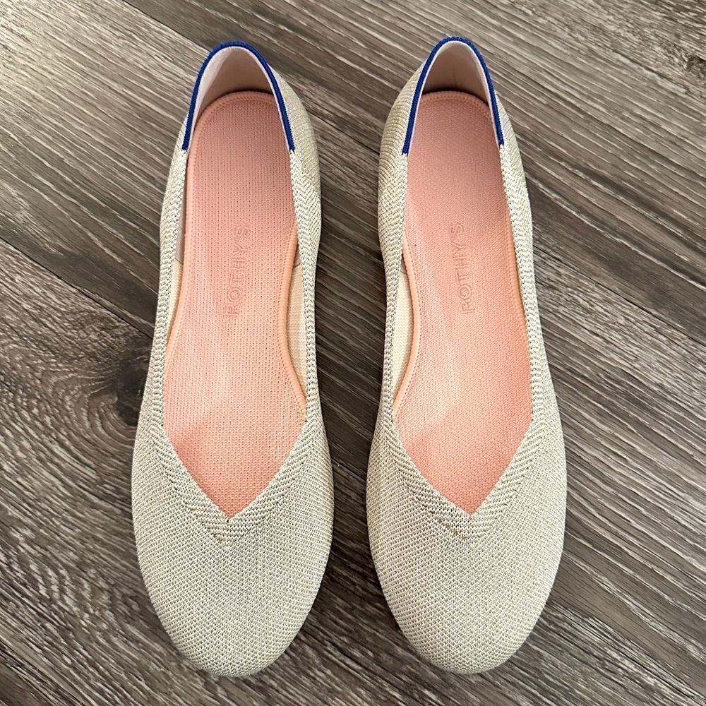Rothy’s The Flat Light Gold Metallic New